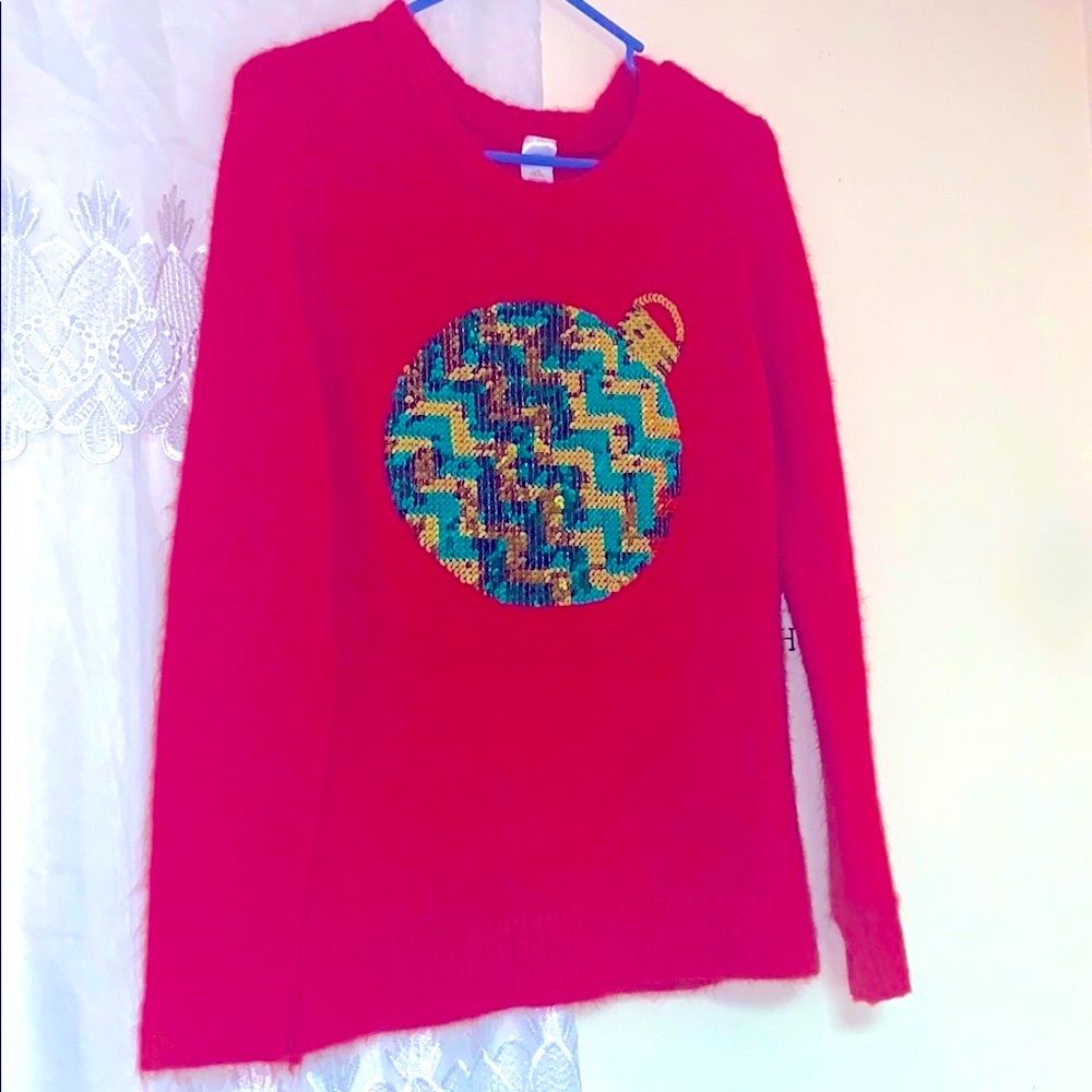 Fuzzy ornament sweater